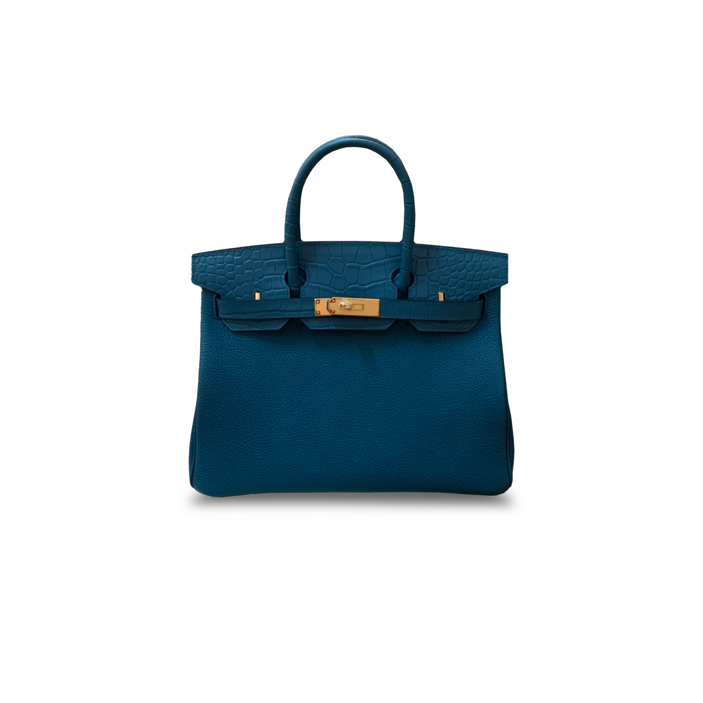 H**mes master birkin 30 matte crocodile and togo leather blue bag gold buckle h076235ck28 (30*22*16cm)